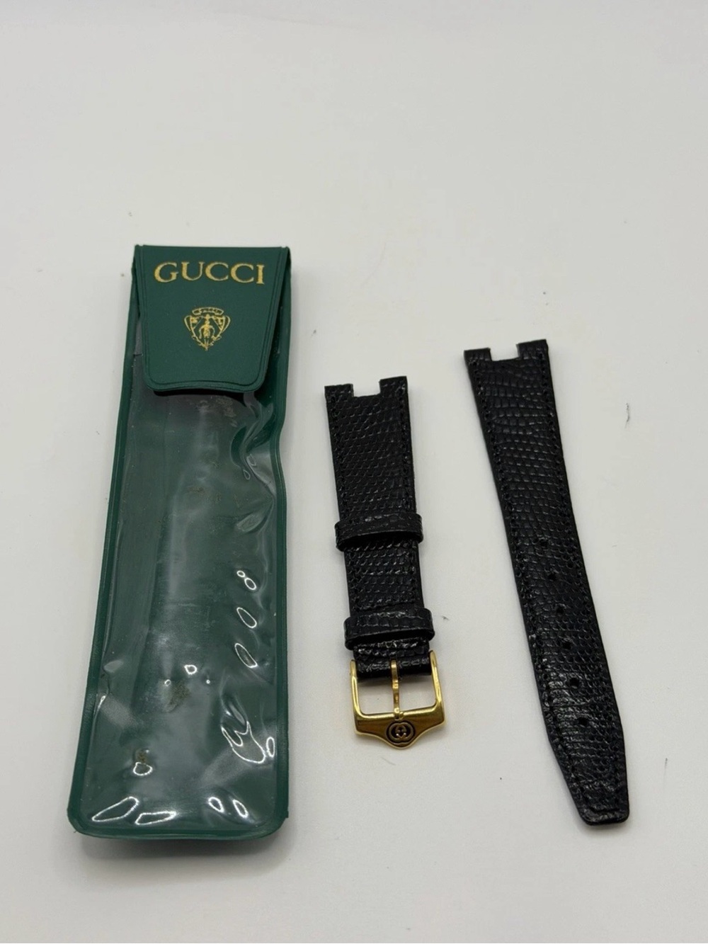 Authentic Gucci Genuine Black Lizard Leather Watch Strap 18MM #GS114